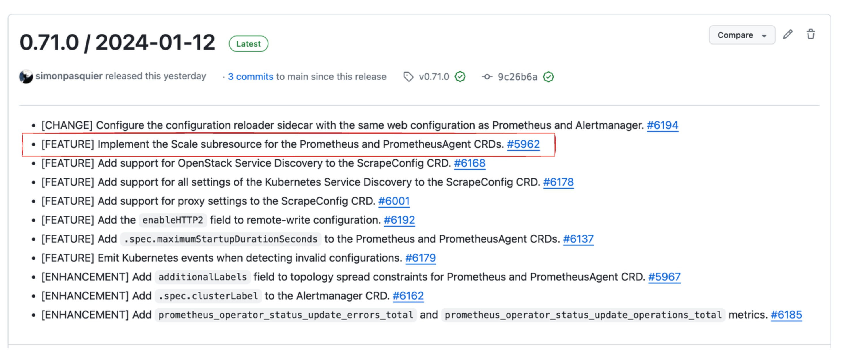 Prometheus-Operator v0.71.0 Changelog